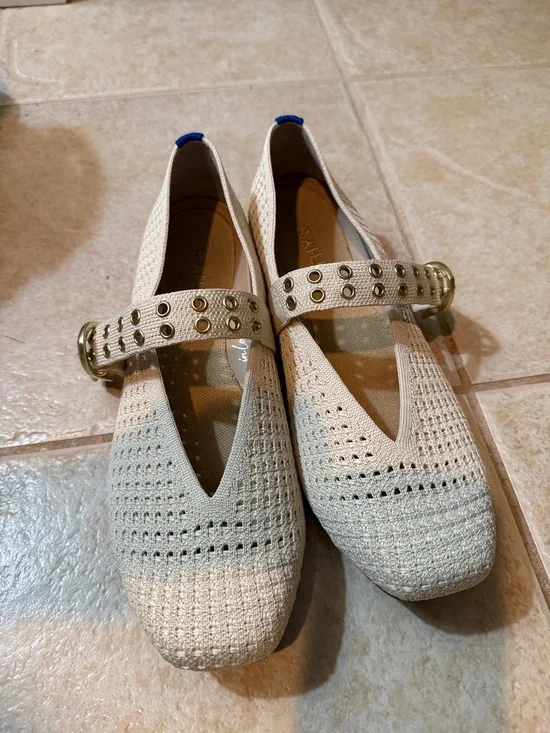 Rothy's The Max Buckle Mary Jane - Off White Mesh Size 8 - Picture 5 of 6